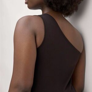 Everlane One-Shoulder brown Tank Top supima cotton shirt casual cozy lounge